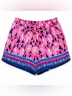Lilly Pulitzer Flamingo Print Shorts Size Large Boho Beach Resort